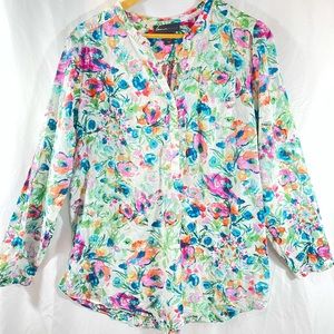 Lane Bryant Watercolor Floral Popover Blouse 18/20